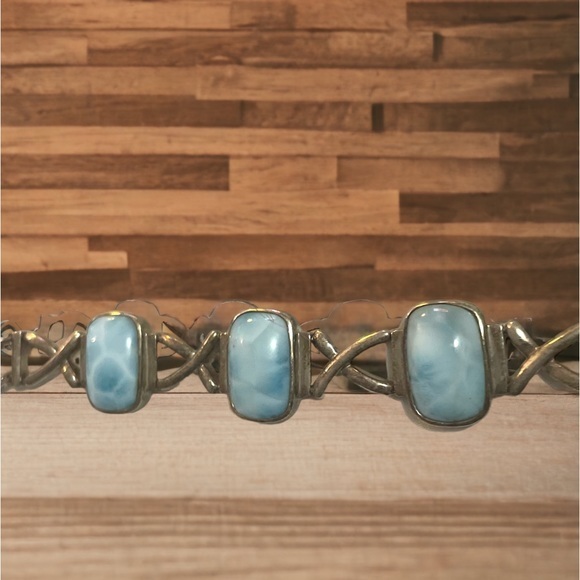 Vintage / Estate
925 Sterling Silver & Genuine Turquoise Tennis Bracelet - Picture 2 of 2